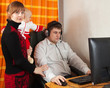 mother and daughter disturbs  father