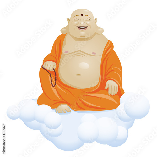 Vector: Hotei, lauging enlightened buddhist monk Hotei, lauging enlightened buddhist monk