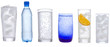 set with different glasses of water