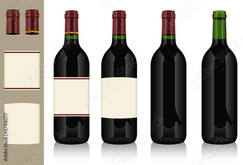 Vektor: Four wine bottles Four wine bottles