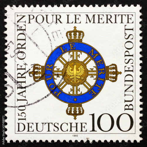 Photo: Postage stamp Germany 1992 Order of Merit Postage stamp Germany 1992 Order of Merit
