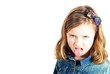 Foto: Grumpy girl on white background Grumpy girl on white background