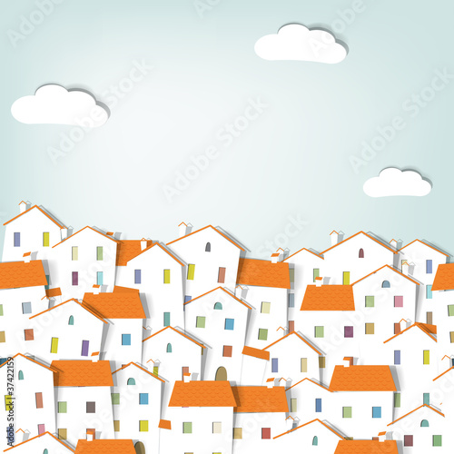 Vector: panorama town. seamless vector pattern panorama town. seamless vector pattern