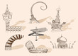 Travel original hand drawn collection caricature