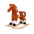 brown plush rocking horse isolated on white