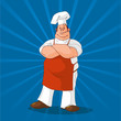 Confident Cook on Blue Background