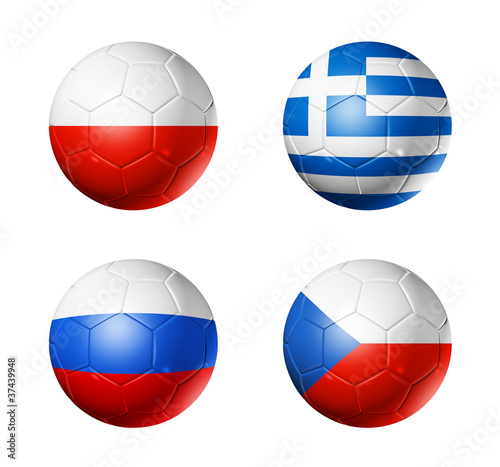Illustration: flags on soccer balls flags on soccer balls