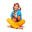 Happy girl with her cat.