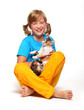 Happy girl with her cat.