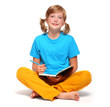 Cute schoolgirl with book.