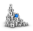 pile of dices with question marks