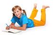 Cute schoolgirl with book.