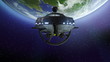 Spaceship flying from earth