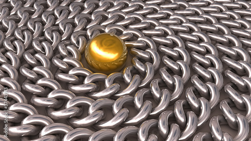 Photo: Silver chain and gold sphere Silver chain and gold sphere