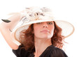 redhead with white hat