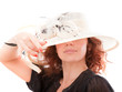redhead with white hat