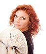 redhead with white hat