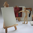 Staffelei und Leinwand