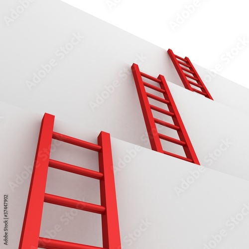 Illustration: ladders of success business teamwork ladders of success business teamwork
