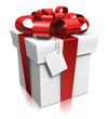 Cadeau 3d rouge et blanc avec étiquette