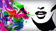 Speaking woman, fashion background concept