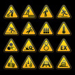 Set Triangular Warning sumbols  Hazard signs