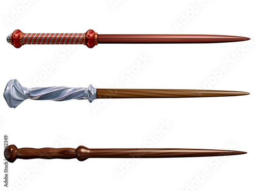 Illustration: Selection of wizard wands Selection of wizard wands
