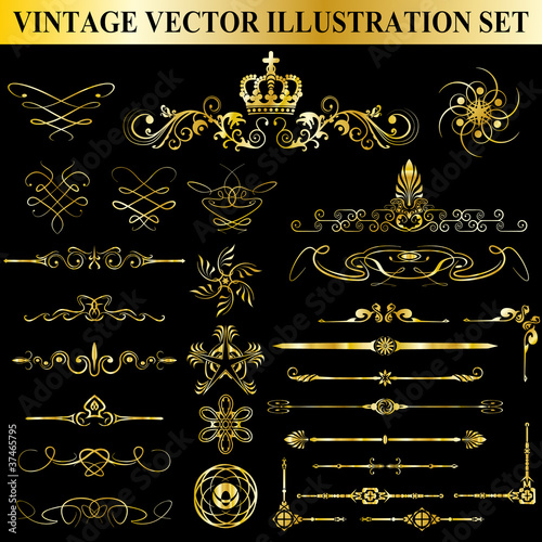Vector: Vintage Vector Illustration Set Vintage Vector Illustration Set