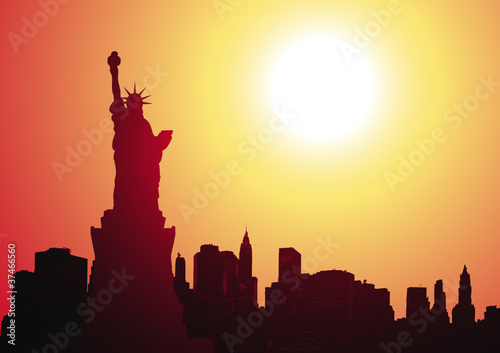 Vektor: statue of liberty - new york skyline statue of liberty - new york skyline