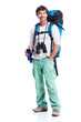Tourist. Young Man Hiking.