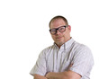 Smiling nerdy man with arms crossed