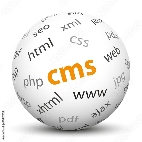 Vector: CMS, Contend Management System, Kugel, 3D, Webdesign, Begriffe CMS, Contend Management System, Kugel, 3D, Webdesign, Begriffe