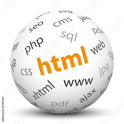 Vector: HTML, Hypertext Markup Language, 3D, Kugel, Webdesign, www, Web HTML, Hypertext Markup Language, 3D, Kugel, Webdesign, www, Web