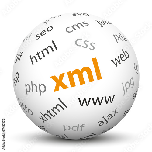 Vektor: XML, 3D, Kugel, Web, Internet, WWW, CSS, HTML, XHTML, PHP, CMS XML, 3D, Kugel, Web, Internet, WWW, CSS, HTML, XHTML, PHP, CMS