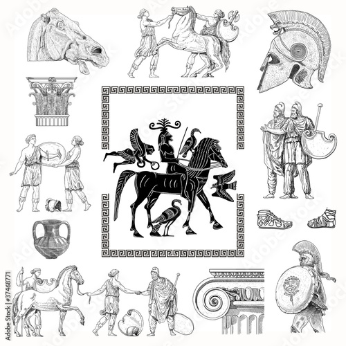 Illustration: Old greek set illustration Old greek set illustration
