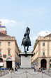 San Carlo Square in Turin, Italy- View of the statue. San Carlo Square in Turin, Italy- View of the statue.