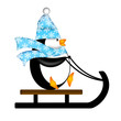 Cute Penguin on Sled Illustration Cute Penguin on Sled Illustration