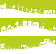 Vector: ville au développement durable, avec parents et enfants ville au développement durable, avec parents et enfants
