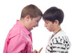 Two teenage boys arguing and screaming at each other