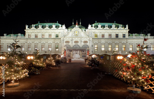 Photo: Palace Belvedere with Christmas Market in Vienna, Austria Palace Belvedere with Christmas Market in Vienna, Austria
