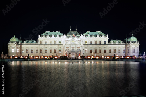 Photo: Palace Belvedere with Christmas Market in Vienna, Austria Palace Belvedere with Christmas Market in Vienna, Austria
