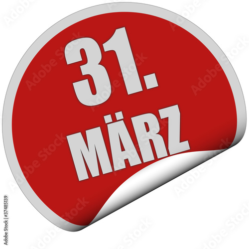 Illustration: Sticker rot rund curl unten 31. MÄRZ Sticker rot rund curl unten 31. MÄRZ