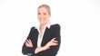 Vídeo: Smiling Confident Businesswoman with folded arms on white Smiling Confident Businesswoman with folded arms on white