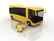 Bus and luggage on a white background Bus and luggage on a white background