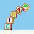 Blocks Spelling Panic Falling Over As Symbol for Emergency And S