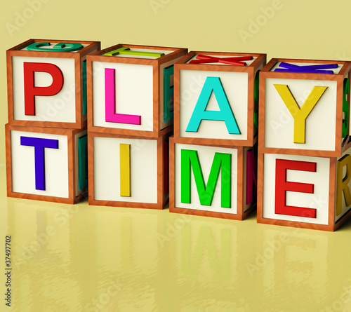 Illustration: Kids Blocks Spelling Play Time As Symbol for Fun And School Kids Blocks Spelling Play Time As Symbol for Fun And School