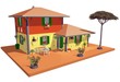 Casa Rossa Gialla Liguria-Home Construction Yellow & Red-3D