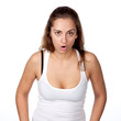 woman, white background, emotions