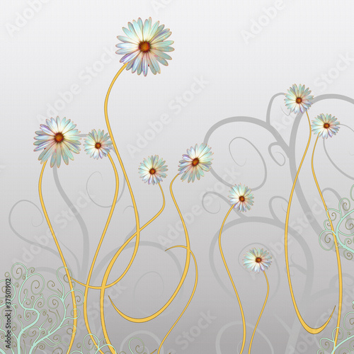 Illustration: abstrakte Blumenkomposition auf grauem Hintergrund abstrakte Blumenkomposition auf grauem Hintergrund