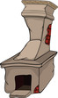Old rural oven. Cartoon